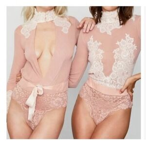 We Are HAH‎ Free People Take HAH Bow Reversible Bodysuit Copper Rose Medium NWT